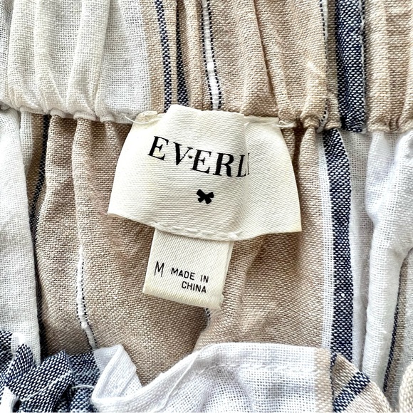 Everly Sz Medium Off The Shoulder Crop Top Blouse Blue and Tan, Puffy Sleeves - Picture 12 of 13